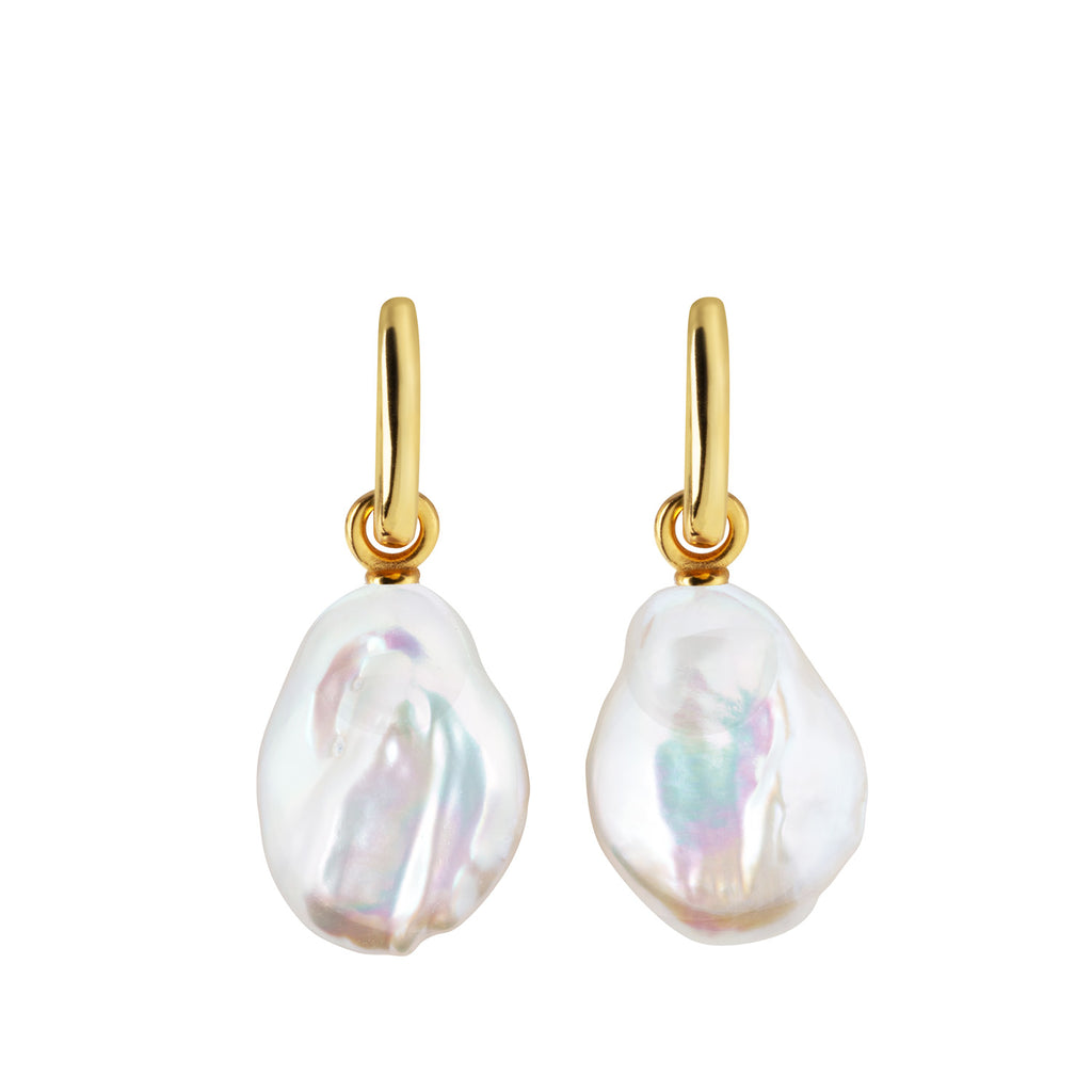AETIA FLAT BAROQUE PEARL HOOP EARRINGS