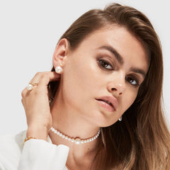 WHITE BAROQUE PEARL STUD EARRINGS