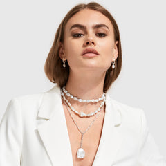 AETIA LARIAT FLAT BAROQUE PEARL CHAIN NECKLACE