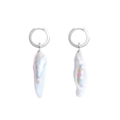 AURELIA FLAT BAROQUE PEARL HOOP EARRINGS