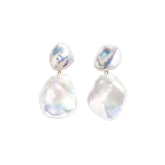 DUET KESHI & FLAT BAROQUE PEARL EARRINGS