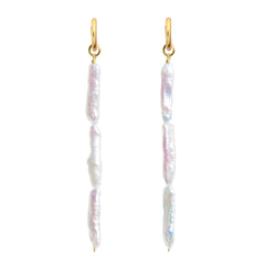 LINEA STICK PEARL HOOP EARRINGS