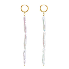 LINEA STICK PEARL HOOP EARRINGS