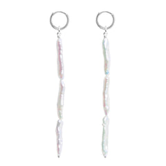 LINEA STICK PEARL HOOP EARRINGS