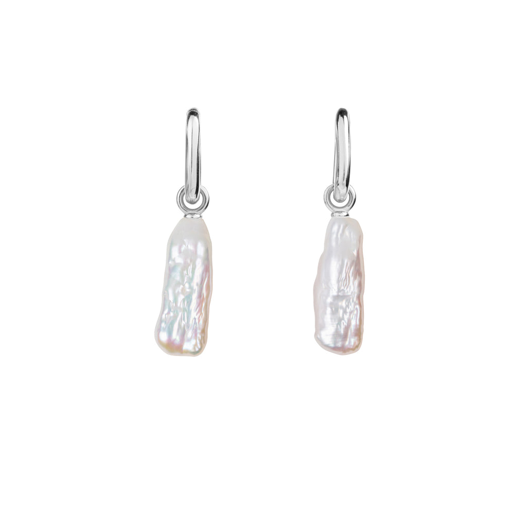 AETIA LONG BAROQUE PEARL HOOP EARRINGS