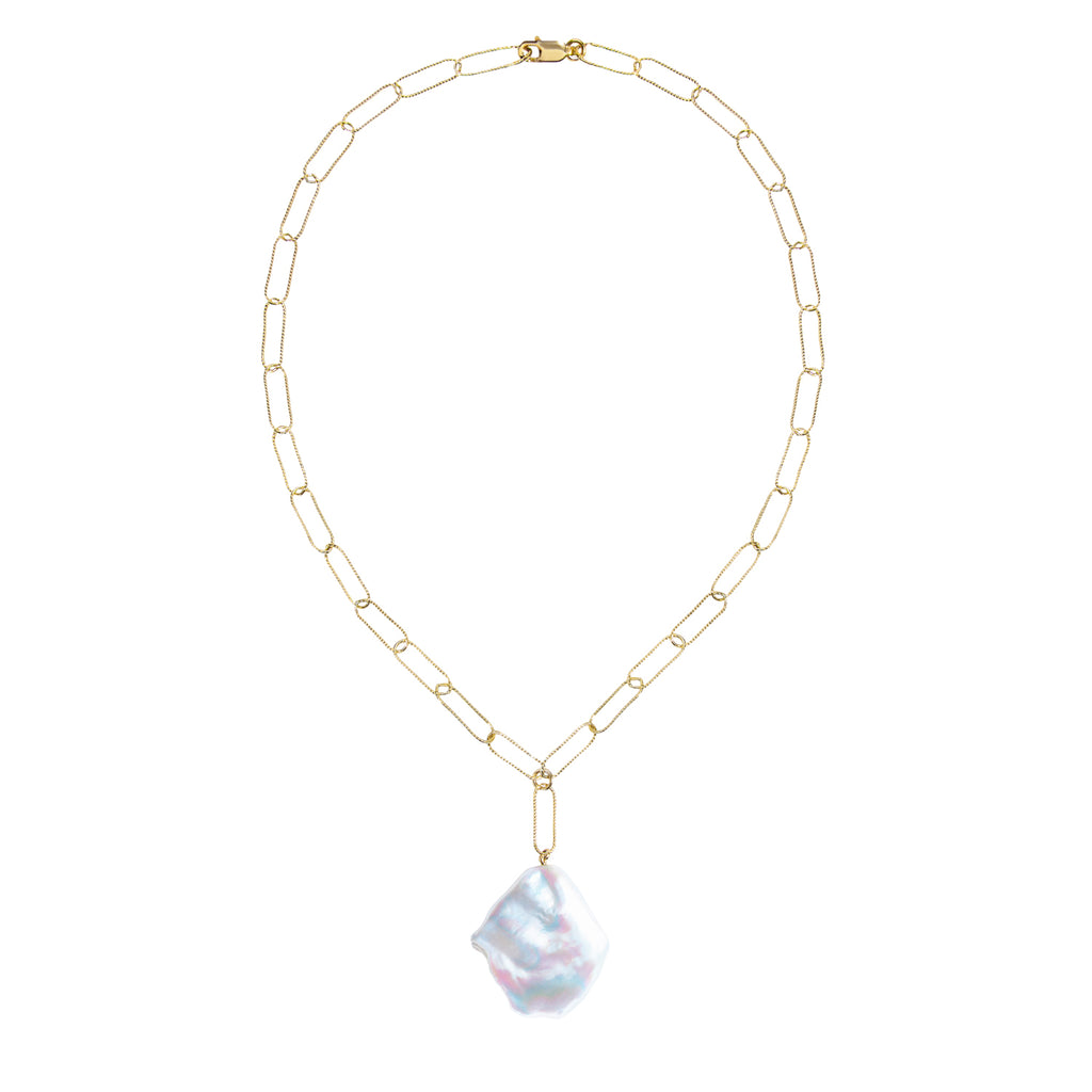 AURELIA FLAT BAROQUE PEARL CHAIN NECKLACE