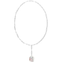 AETIA LARIAT FLAT BAROQUE PEARL CHAIN NECKLACE