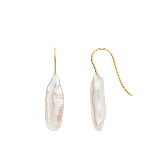 CORALI LONG BAROQUE PEARL HOOK EARRINGS - LARGE