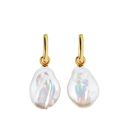 AETIA FLAT BAROQUE PEARL HOOP EARRINGS