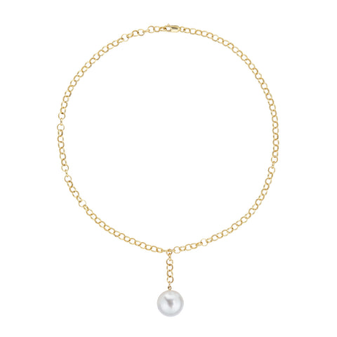 AELIA LARIAT WHITE PEARL NECKLACE