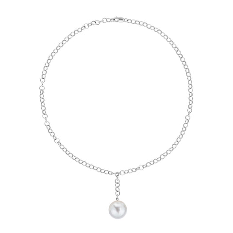 AELIA LARIAT WHITE PEARL NECKLACE