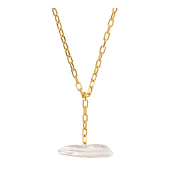 CORALIA T BAR LONG BAROQUE PEARL PENDANT