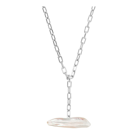 CORALIA T BAR LONG BAROQUE PEARL PENDANT