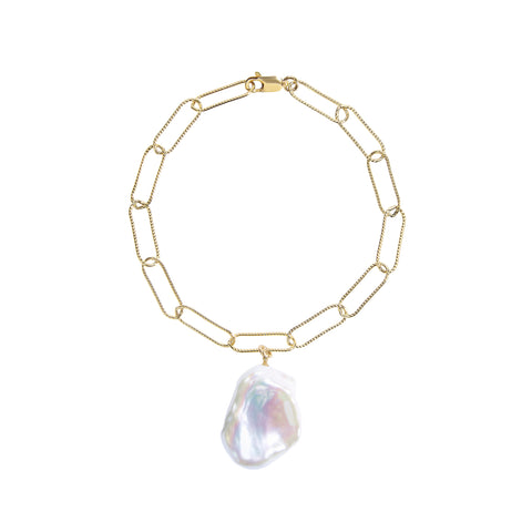 AURELIA FLAT BAROQUE PEARL CHAIN BRACELET