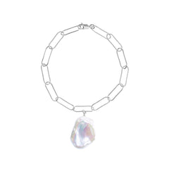 AURELIA FLAT BAROQUE PEARL CHAIN BRACELET