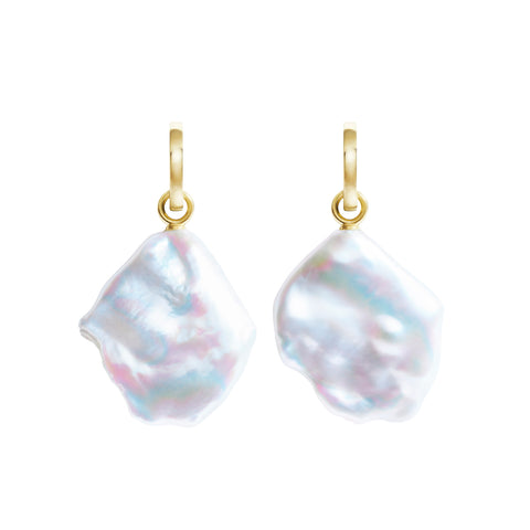 AURELIA FLAT BAROQUE PEARL HOOP EARRINGS