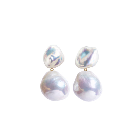 DUET KESHI & BAROQUE PEARL EARRINGS