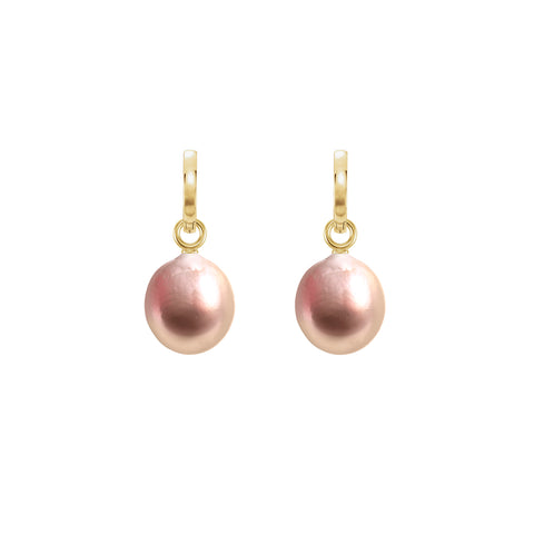 XXL PINK PEARL HOOP EARRINGS