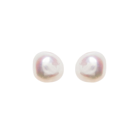 WHITE BAROQUE PEARL STUD EARRINGS