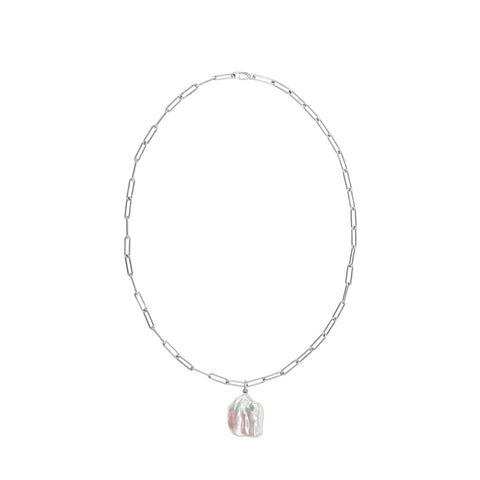 AETIA FLAT BAROQUE PEARL CHAIN NECKLACE