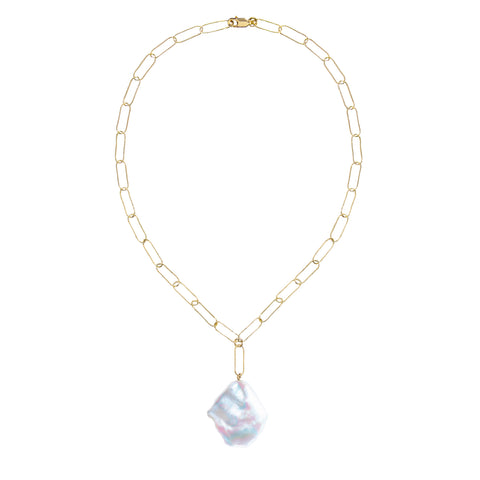 AURELIA FLAT BAROQUE PEARL CHAIN NECKLACE