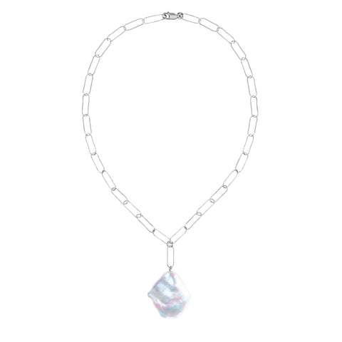 AURELIA FLAT BAROQUE PEARL CHAIN NECKLACE