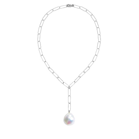 AURELIA LARIAT BAROQUE PEARL CHAIN NECKLACE