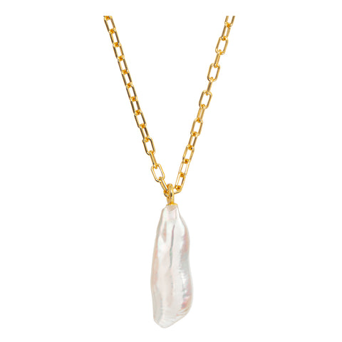 CORALIA LONG BAROQUE PEARL PENDANT - LARGE