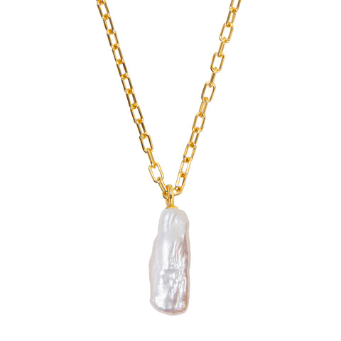 CORALIA LONG BAROQUE PEARL PENDANT